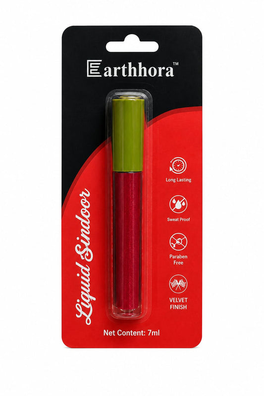 Earthhora Liquid Sindoor | Long Lasting, Sweat Proof & Smudge Resistant | Velvet Finish | 7ml